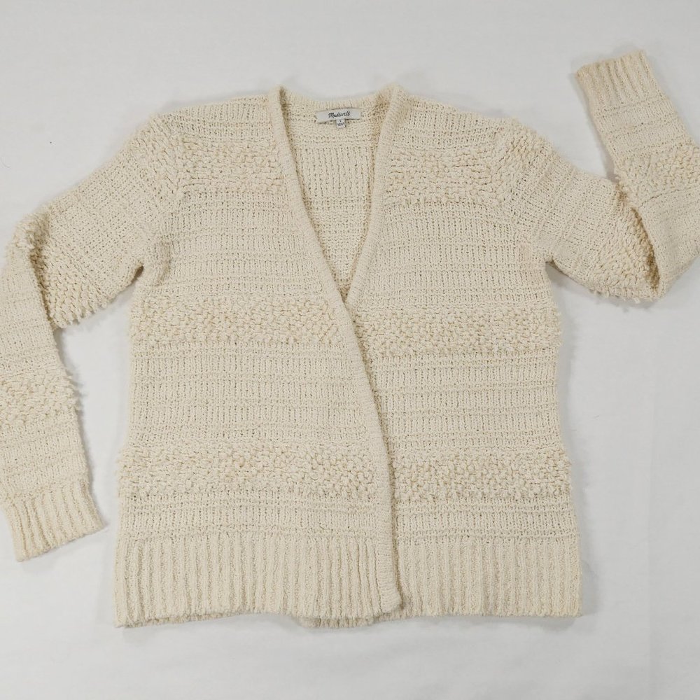 Madewell Bronson Ivory White Textured Open Cardigan Sweater Womens Small